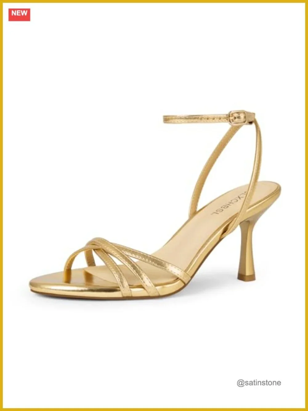 Kitten Heels for Women Strappy Round Open Toe Heeled Sandals